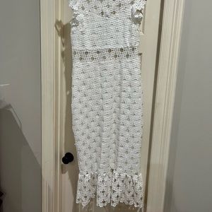 White lace midi dress